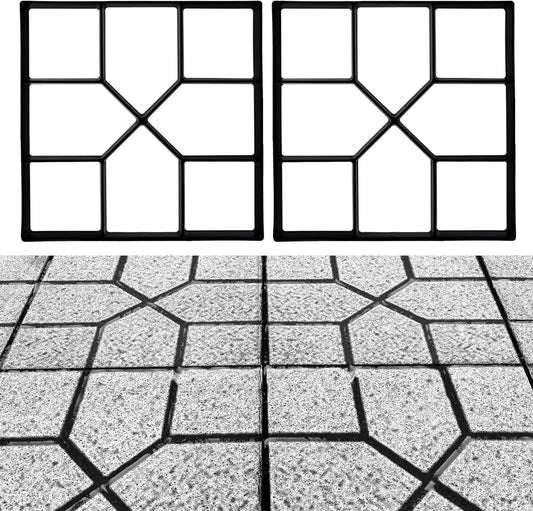 Crystal Lemon Concrete Molds 2-Pack – 15.7"x15.7"x1.57 Grid Paver Forms for Walkway, Patio & Garden Path