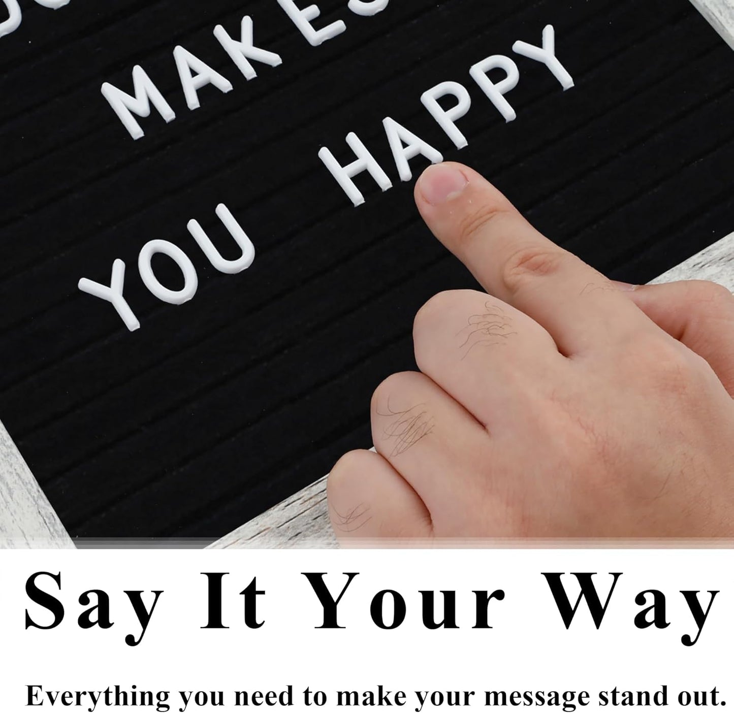 Felt Letter Board – 10x10in, Includes 336 Letters, Symbols & Emojis – Changeable Word Board for Home, Office, Baby Showers & Events