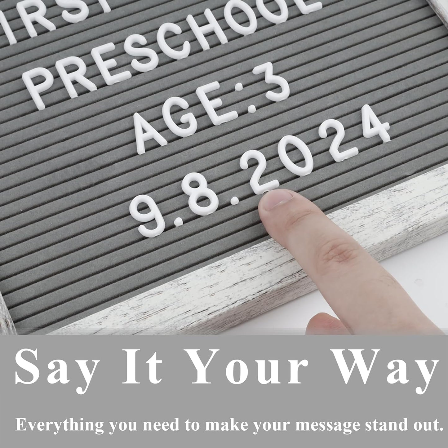 Felt Letter Board – 10x10in, Includes 336 Letters, Symbols & Emojis – Changeable Word Board for Home, Office, Baby Showers & Events