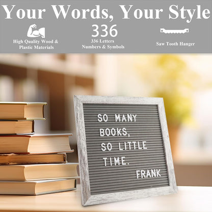 Felt Letter Board – 10x10in, Includes 336 Letters, Symbols & Emojis – Changeable Word Board for Home, Office, Baby Showers & Events