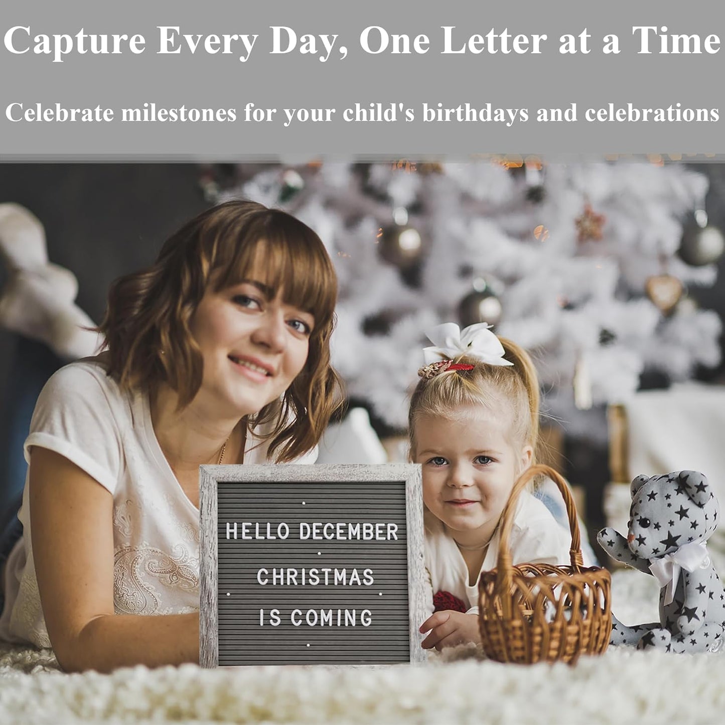 Felt Letter Board – 10x10in, Includes 336 Letters, Symbols & Emojis – Changeable Word Board for Home, Office, Baby Showers & Events