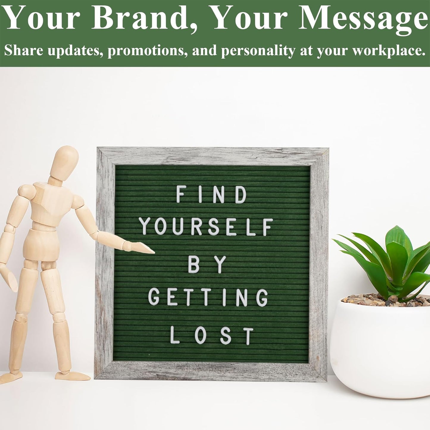 Felt Letter Board – 10x10in, Includes 336 Letters, Symbols & Emojis – Changeable Word Board for Home, Office, Baby Showers & Events