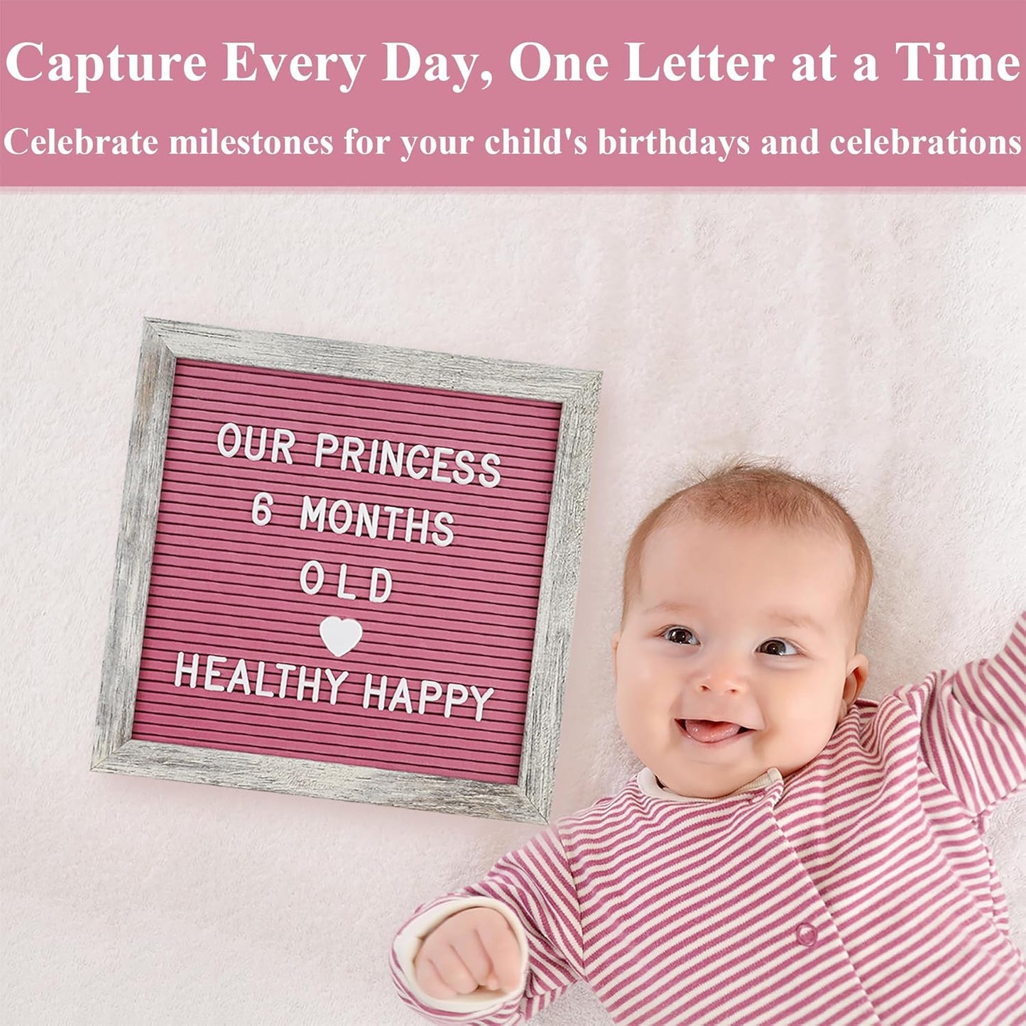Felt Letter Board – 10x10in, Includes 336 Letters, Symbols & Emojis – Changeable Word Board for Home, Office, Baby Showers & Events