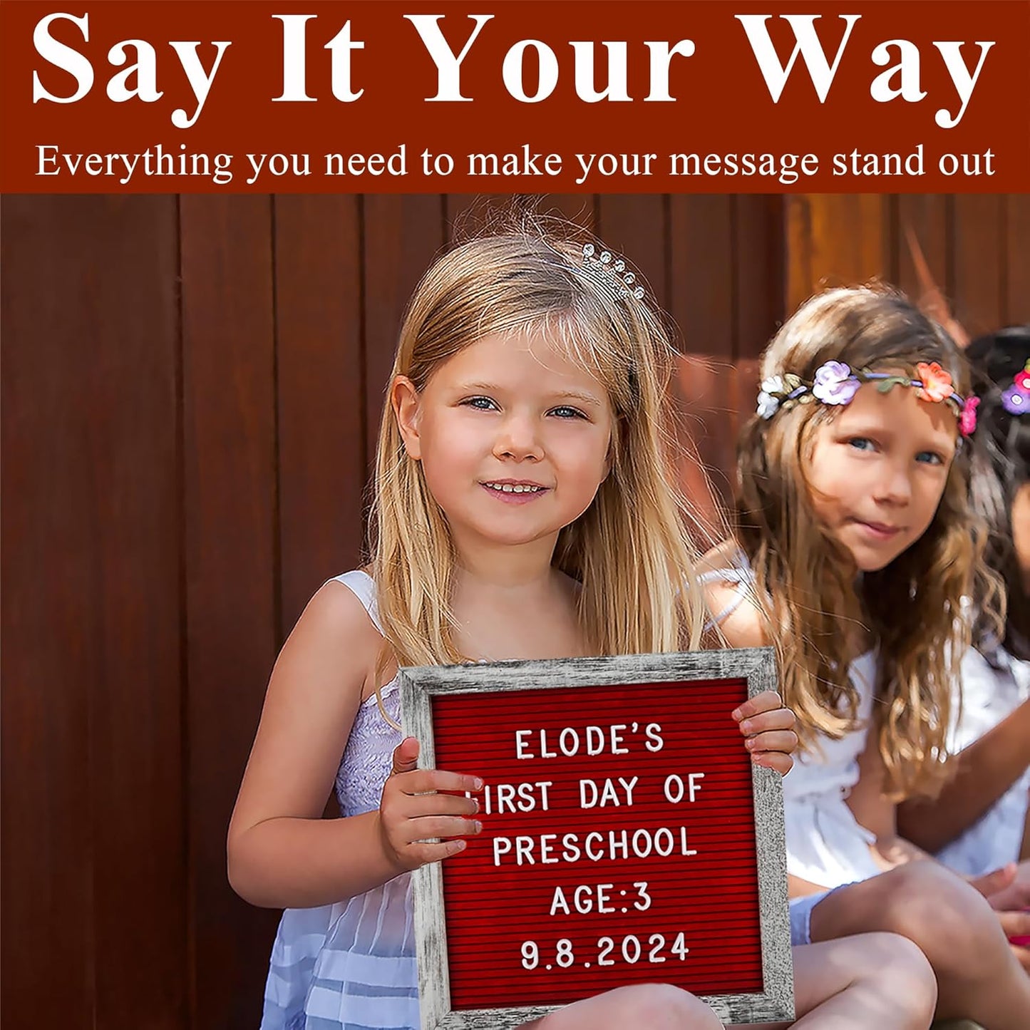 Felt Letter Board – 10x10in, Includes 336 Letters, Symbols & Emojis – Changeable Word Board for Home, Office, Baby Showers & Events