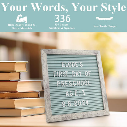 Felt Letter Board – 10x10in, Includes 336 Letters, Symbols & Emojis – Changeable Word Board for Home, Office, Baby Showers & Events