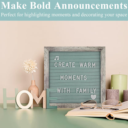 Felt Letter Board – 10x10in, Includes 336 Letters, Symbols & Emojis – Changeable Word Board for Home, Office, Baby Showers & Events