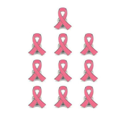 Pack of 10, Official Breast Cancer Awareness Pink Label Pin, Breast Cancer Gifts for Women