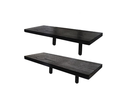 Crystal Lemon Black Floating Shelves – Set of 2 Rustic Wall Shelves for Living Room, Bathroom & Kitchen