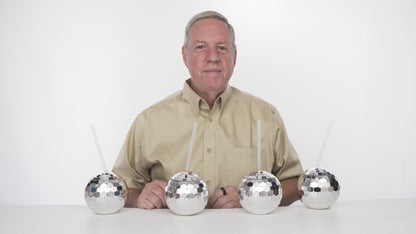 Crystal Lemon Disco Ball Cups – Set of Reusable Party Tumblers with Straw for NYE, Bachelorette & Birthday Events
